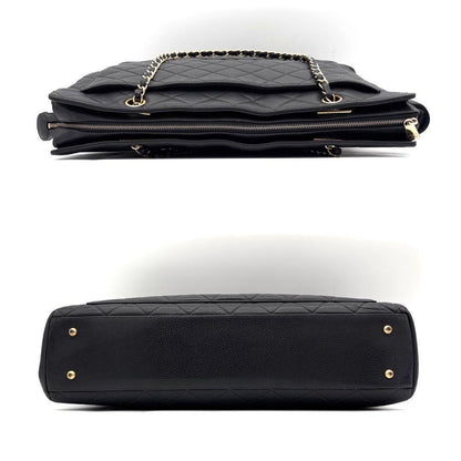 Chanel Quilted Big Coco Chain Tote Gold Caviar Leather — view 6