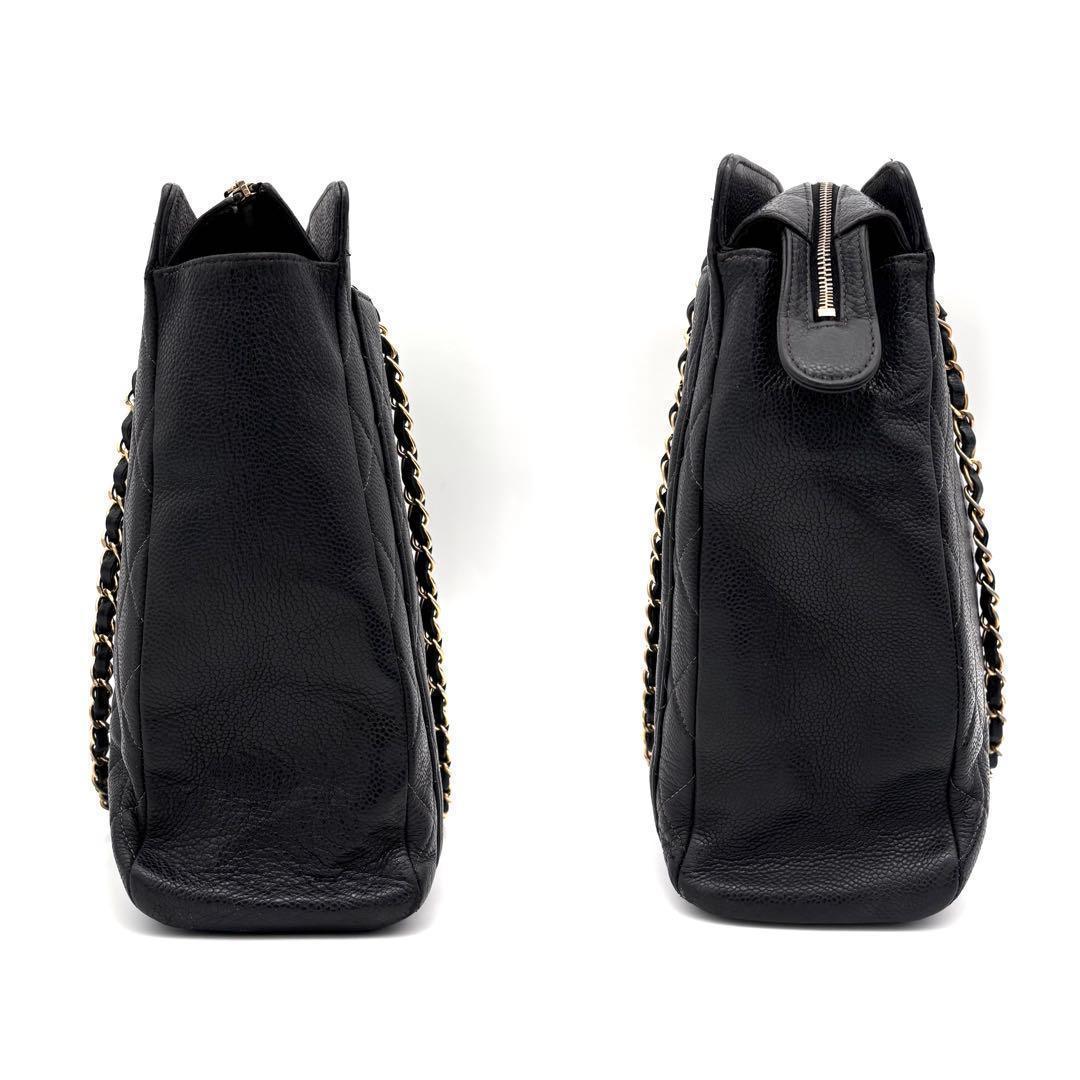 Chanel Quilted Big Coco Chain Tote Gold Caviar Leather — view 7