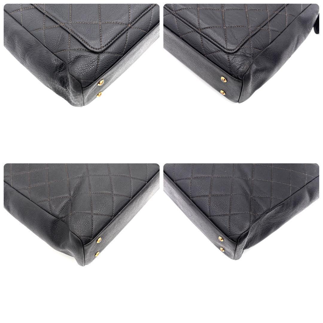 Chanel Quilted Big Coco Chain Tote Gold Caviar Leather — view 8