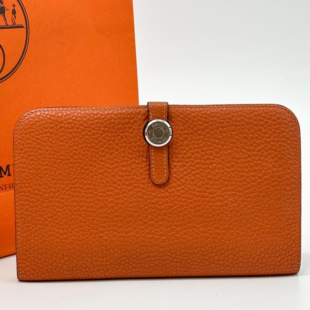 Hermes Dogon GM Orange Bifold Taurillon Clemence Wallet