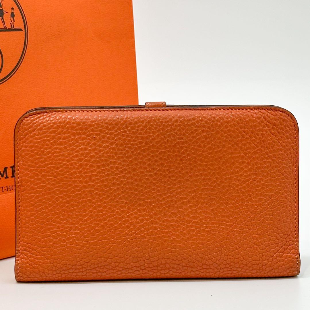 Hermes Dogon GM Orange Bifold Taurillon Clemence Wallet