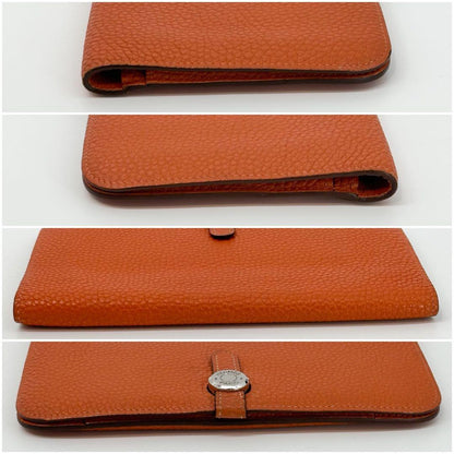 Hermes Dogon GM Orange Bifold Taurillon Clemence Wallet