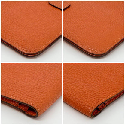 Hermes Dogon GM Orange Bifold Taurillon Clemence Wallet