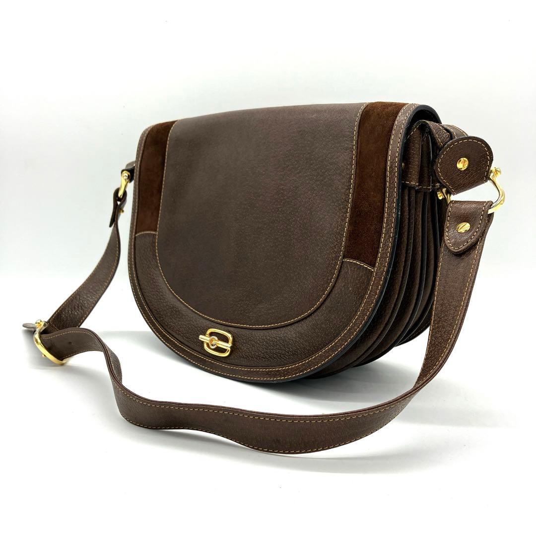 Gucci Shoulder Bag Gold Hardware Leather Brown