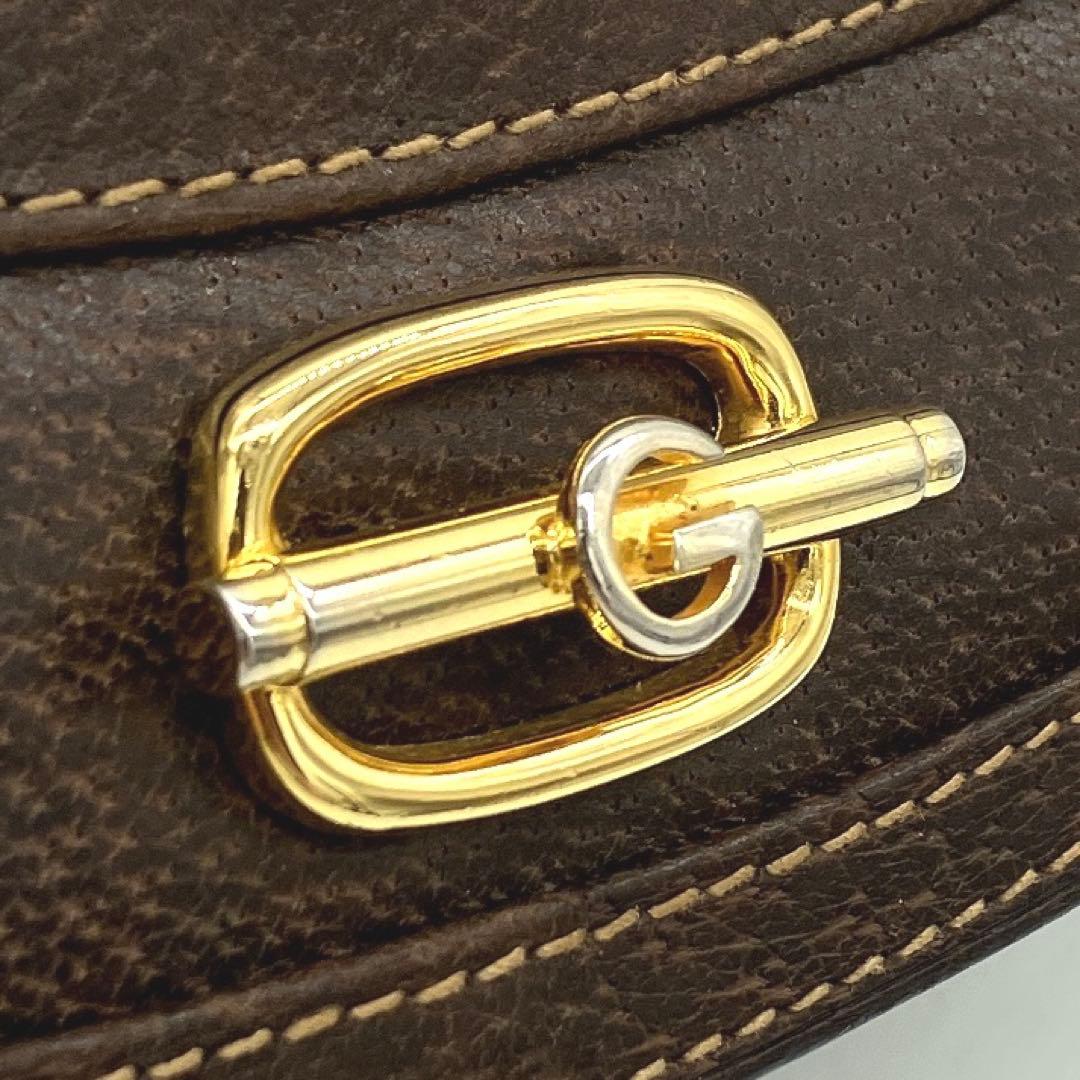 Gucci Shoulder Bag Gold Hardware Leather Brown