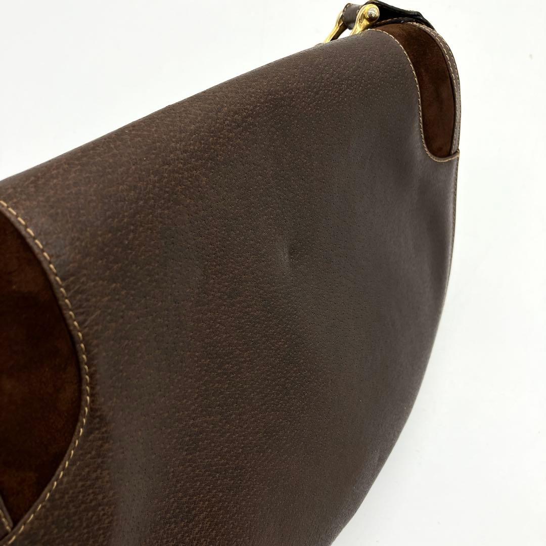 Gucci Shoulder Bag Gold Hardware Leather Brown