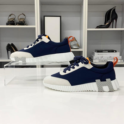 Hermes Bouncing Fabric Suede Sneakers Navy Gray — view 2