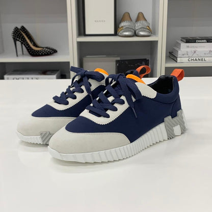Hermes Bouncing Fabric Suede Sneakers Navy Gray — view 3