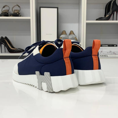 Hermes Bouncing Fabric Suede Sneakers Navy Gray — view 5