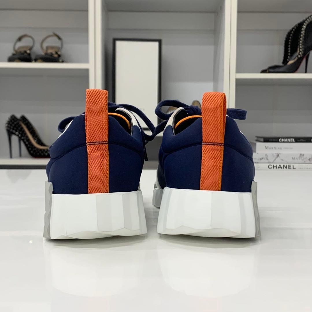 Hermes Bouncing Fabric Suede Sneakers Navy Gray — view 6