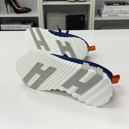 Hermes Bouncing Fabric Suede Sneakers Navy Gray — view 7