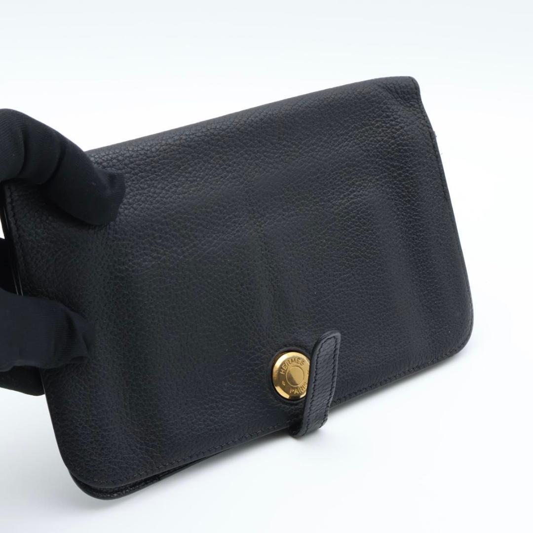 Hermes Dogon GM Taurillon Black Gold Wallet — view 2