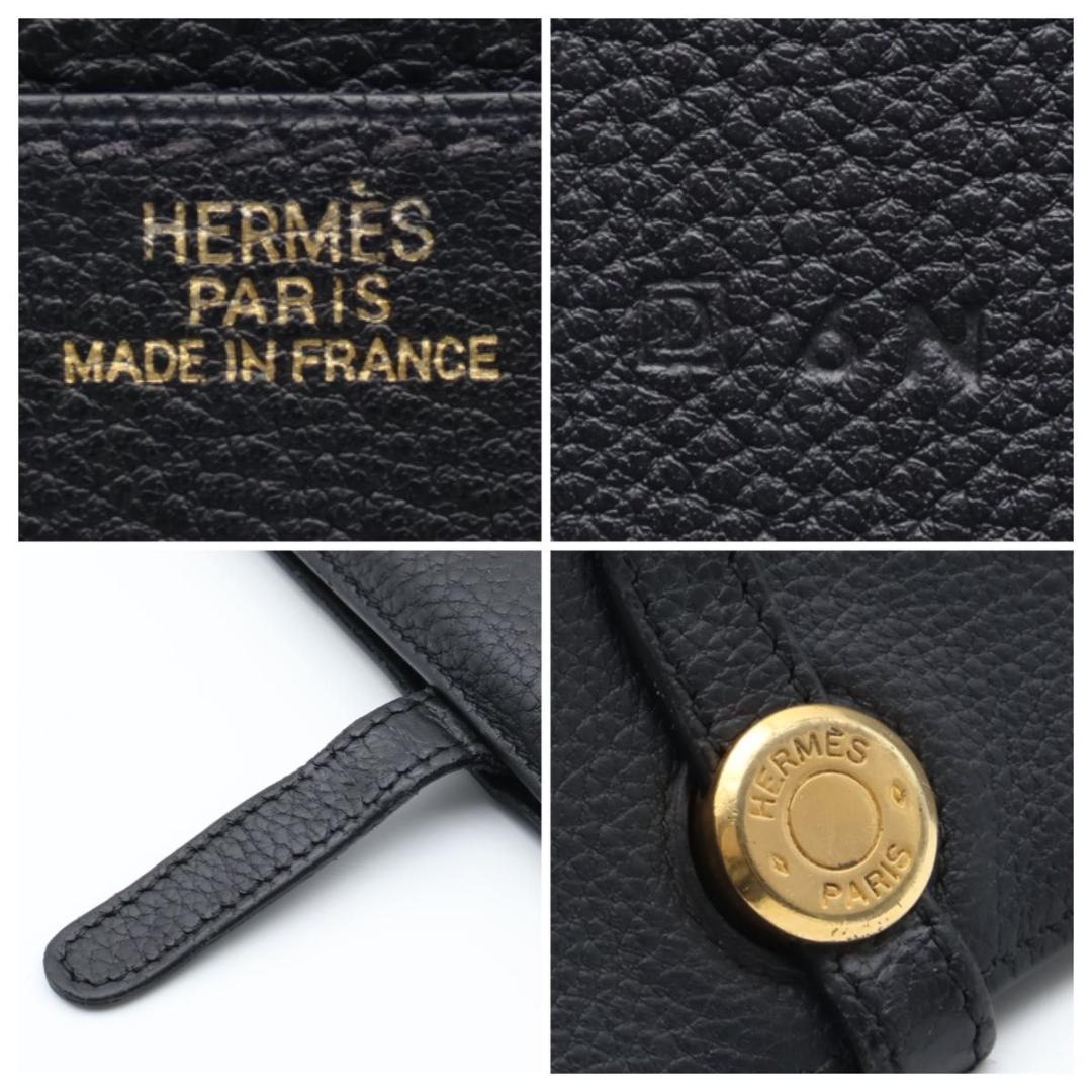 Hermes Dogon GM Taurillon Black Gold Wallet — view 7