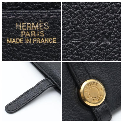 Hermes Dogon GM Taurillon Black Gold Wallet — view 7
