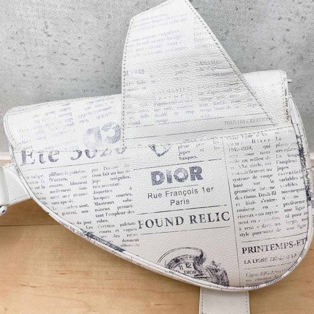 Dior Saddle Bag New Space Newspaper Print — view 3