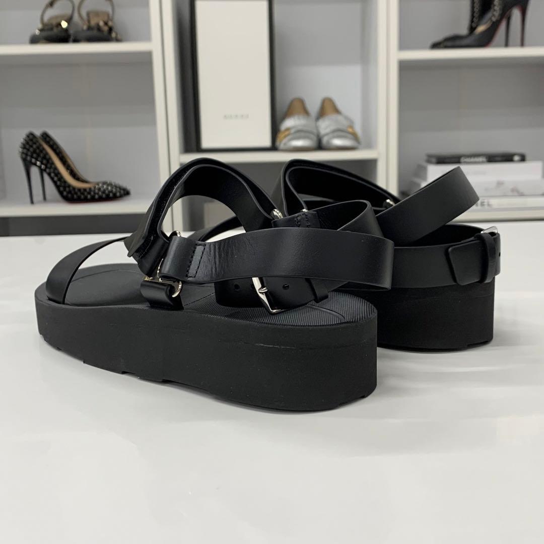 Hermes Enid Leather Diamant Buckle Velcro Strap Sandals — view 5