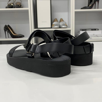 Hermes Enid Leather Diamant Buckle Velcro Strap Sandals — view 5