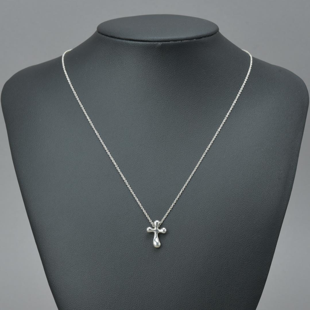 Tiffany & Co Polished Teardrop Small Cross Necklace — view 2