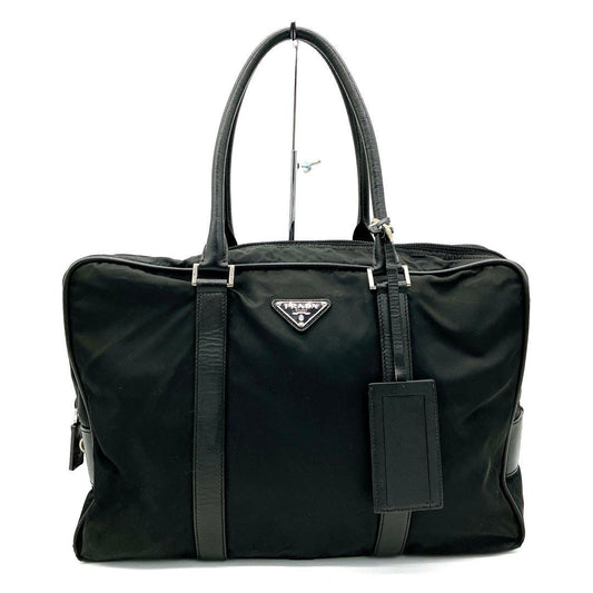 Prada Briefcase Nylon Black Silver Hardware A4 Triangle Logo