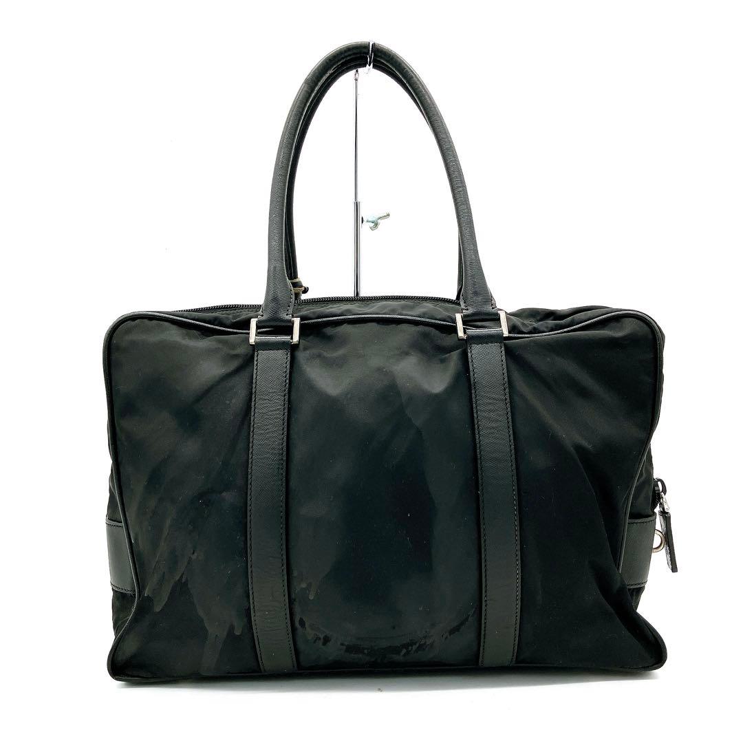 Prada Briefcase Nylon Black Silver Hardware A4 Triangle Logo