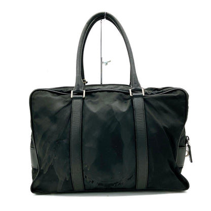 Prada Briefcase Nylon Black Silver Hardware A4 Triangle Logo