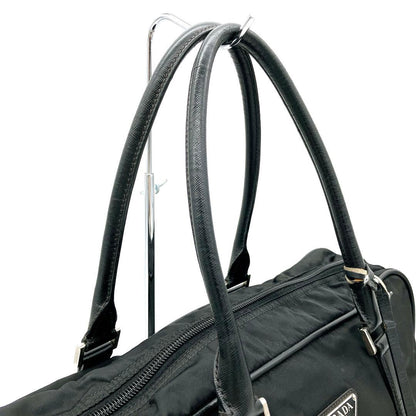 Prada Briefcase Nylon Black Silver Hardware A4 Triangle Logo