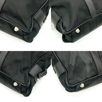 Prada Briefcase Nylon Black Silver Hardware A4 Triangle Logo