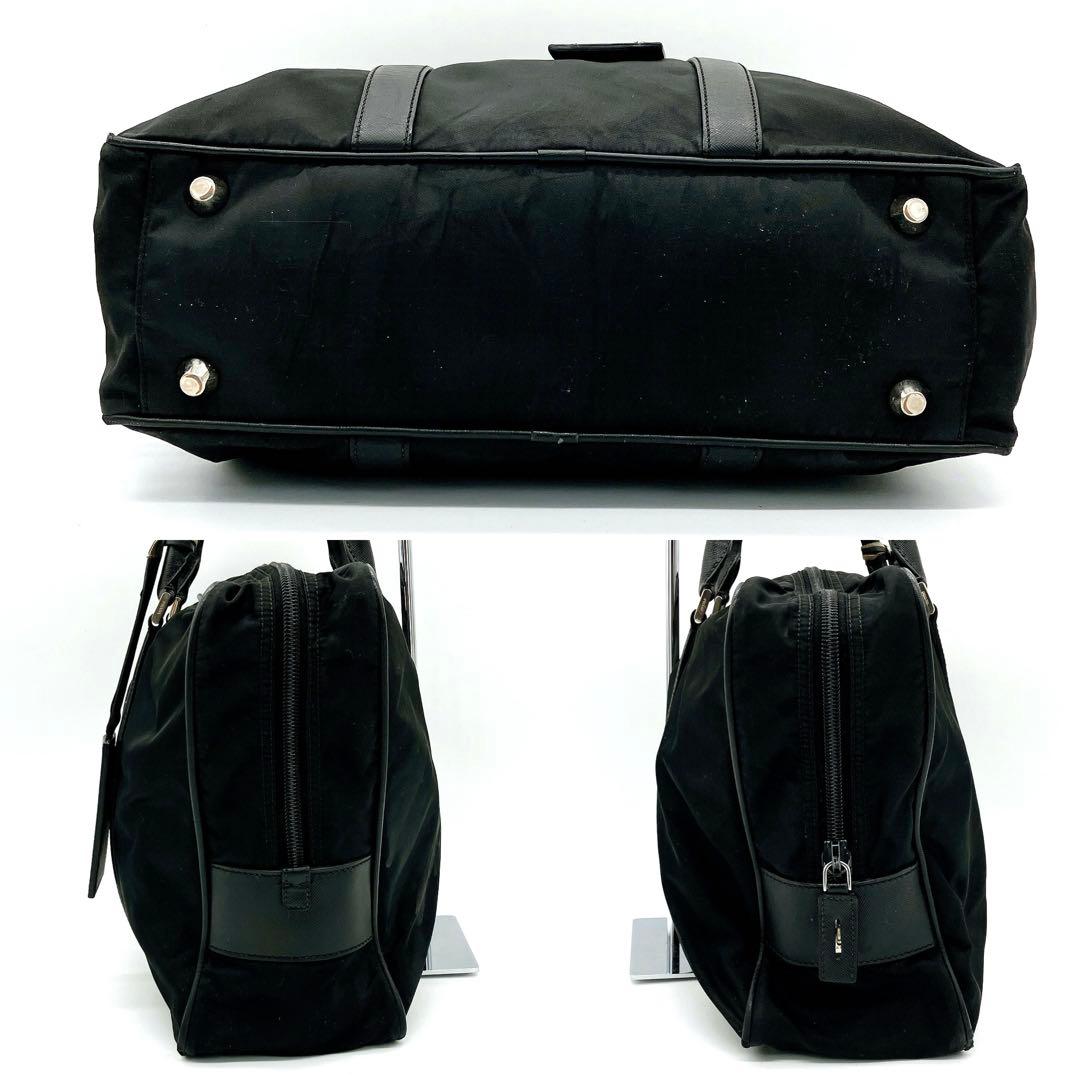 Prada Briefcase Nylon Black Silver Hardware A4 Triangle Logo