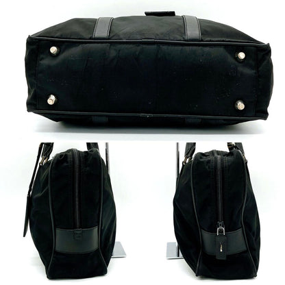 Prada Briefcase Nylon Black Silver Hardware A4 Triangle Logo