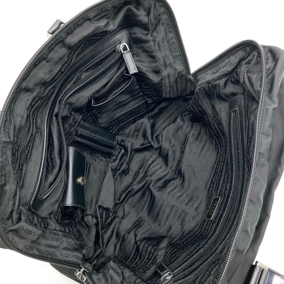 Prada Briefcase Nylon Black Silver Hardware A4 Triangle Logo