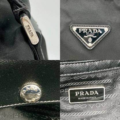 Prada Briefcase Nylon Black Silver Hardware A4 Triangle Logo