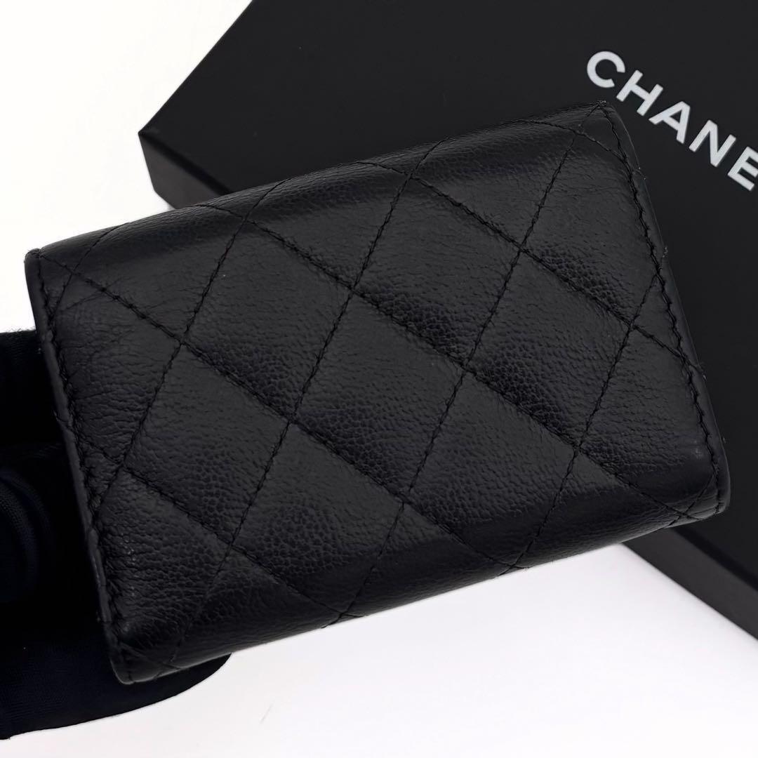 Chanel Lambskin Half Coco Black Trifold Wallet Compact — view 2