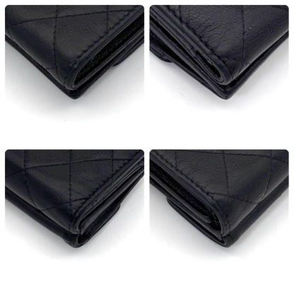Chanel Lambskin Half Coco Black Trifold Wallet Compact — view 7