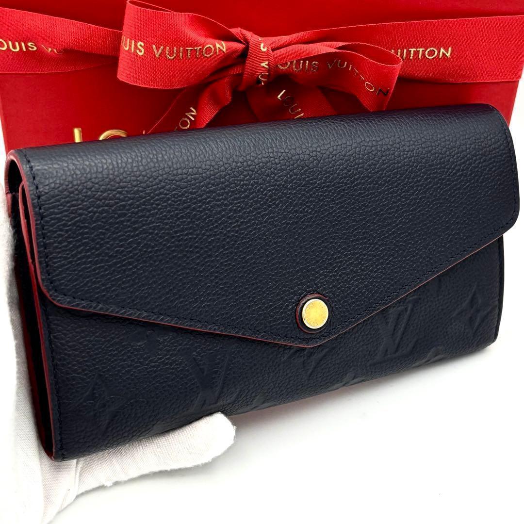 Louis Vuitton Monogram Empreinte Portefeuille Sarah Wallet Navy Blue