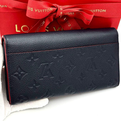 Louis Vuitton Monogram Empreinte Portefeuille Sarah Wallet Navy Blue — view 2