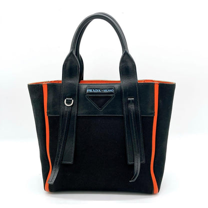 Prada Tote Bag Wuverture Small Canvas Black