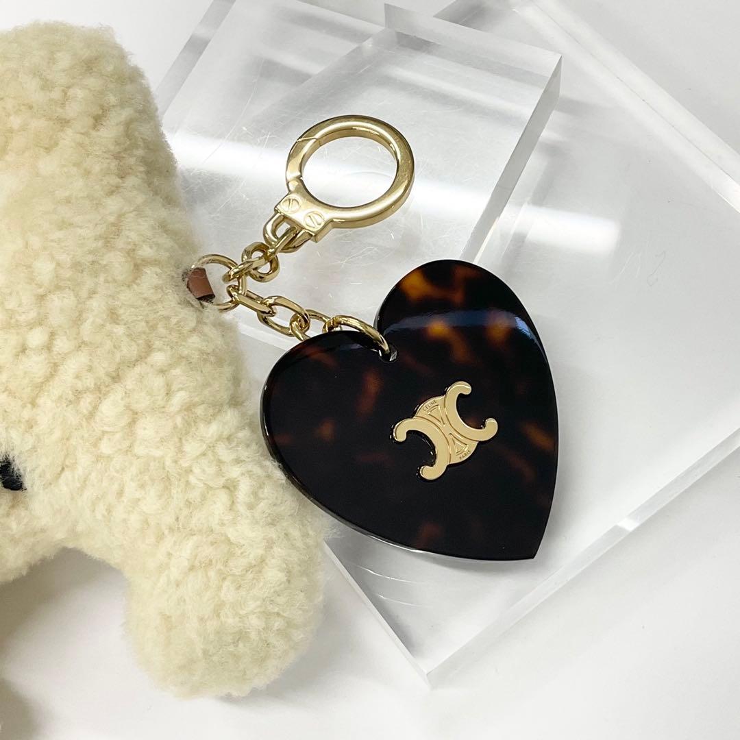 Celine Triomphe Pom Charm Dog Beige