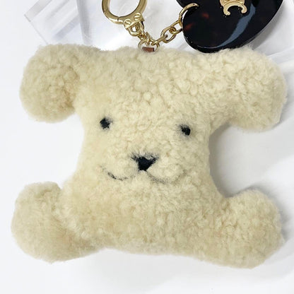 Celine Triomphe Pom Charm Dog Beige