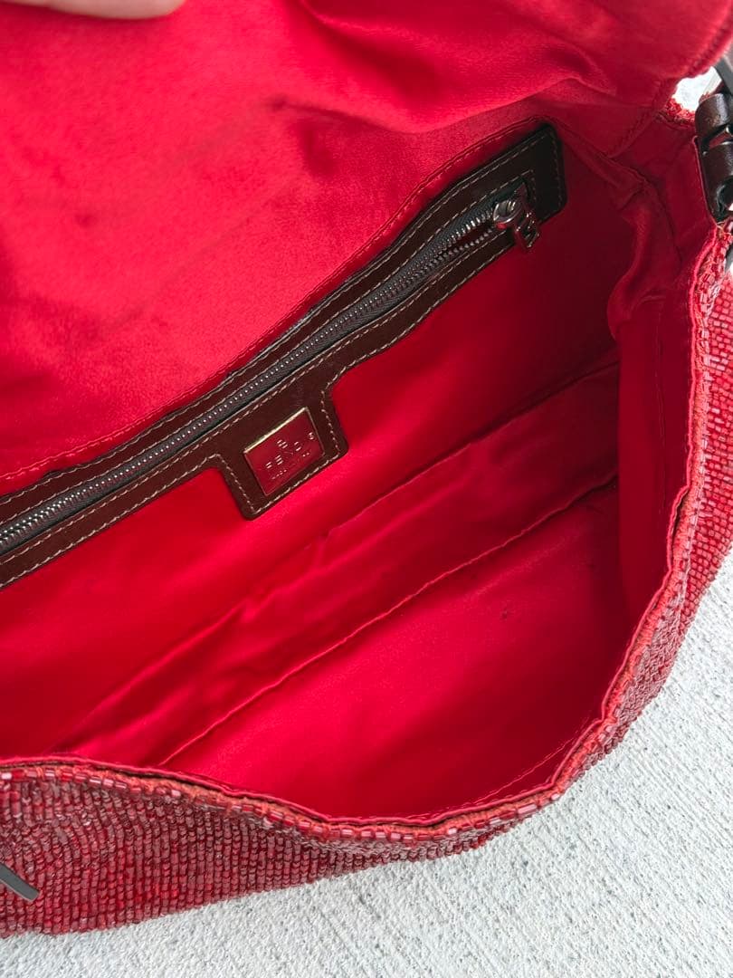 Fendi Baguette Beads Shoulder Bag Red — view 7