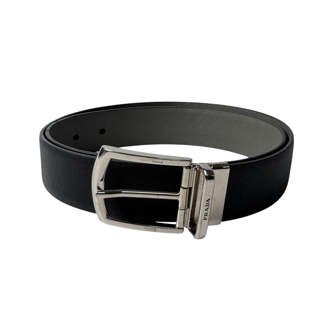 Prada Saffiano Leather Reversible Belt 90 36 Black — view 2