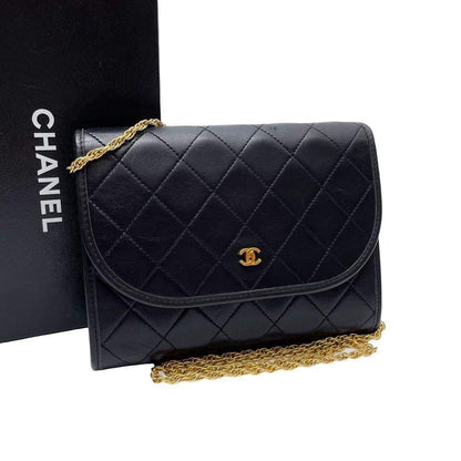 Chanel Mini Quilted Chain Shoulder Bag CC Logo Black