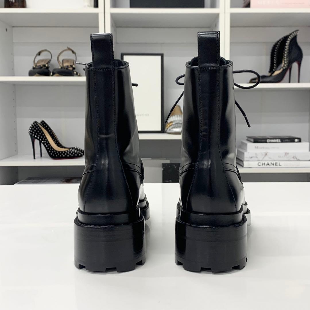 Hermes Funk Leather Kelly Lace Up Short Boots Black — view 6