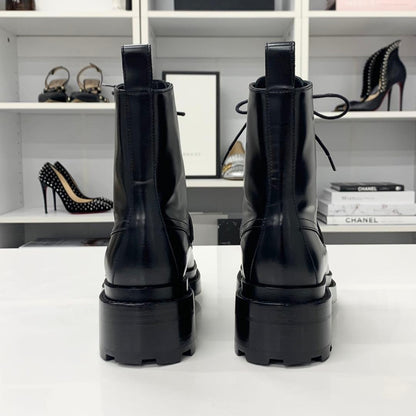 Hermes Funk Leather Kelly Lace Up Short Boots Black — view 6