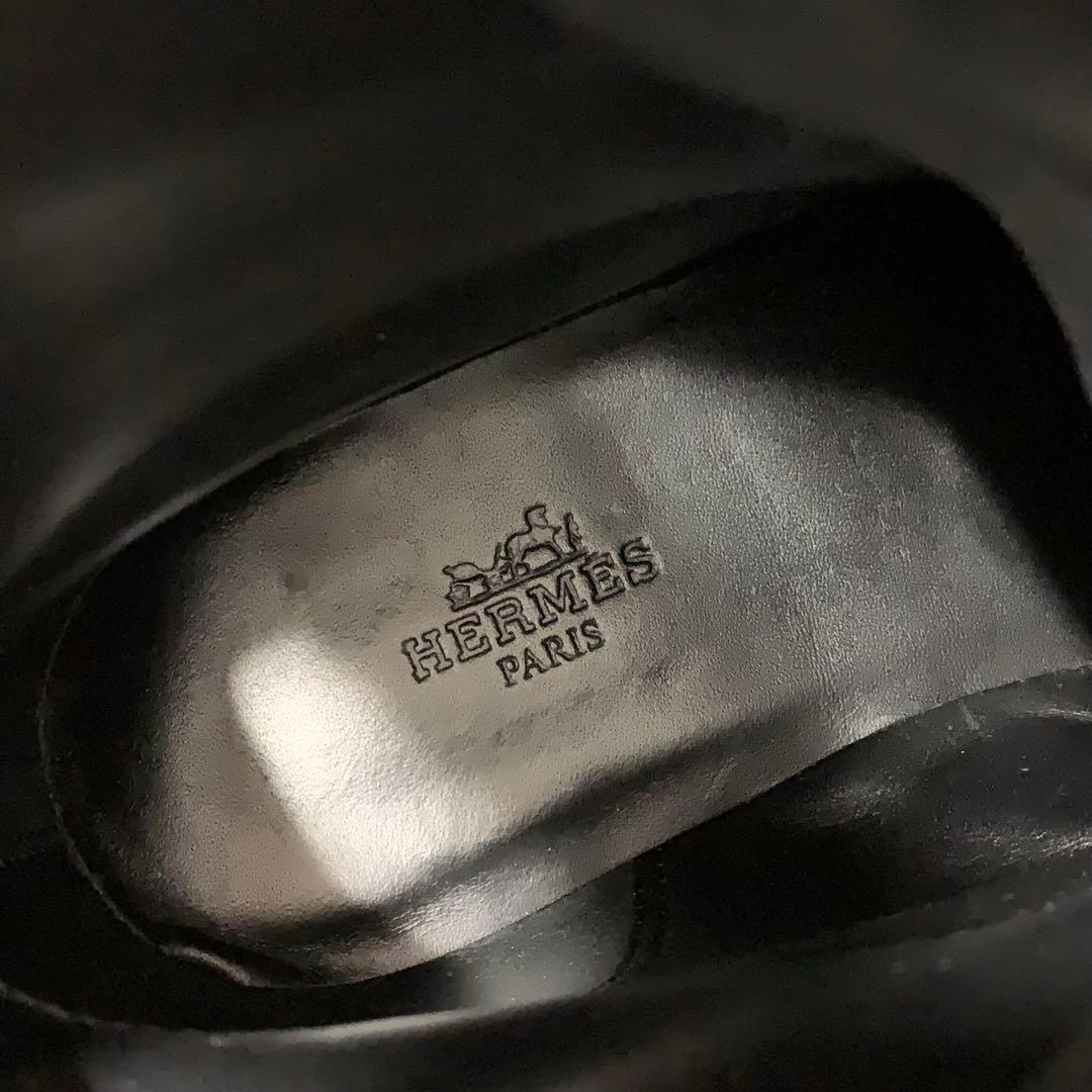Hermes Funk Leather Kelly Lace Up Short Boots Black — view 8