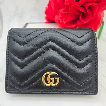 Gucci Bifold Wallet GG Marmont Quilted Black