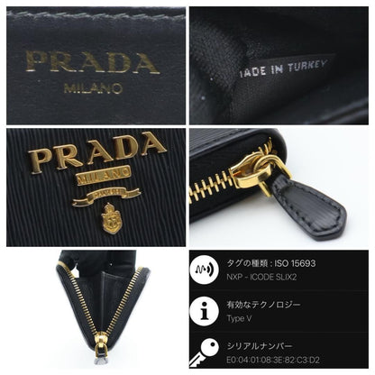 Prada Zip Coin Purse Metal Logo Vitello Move Black — view 7