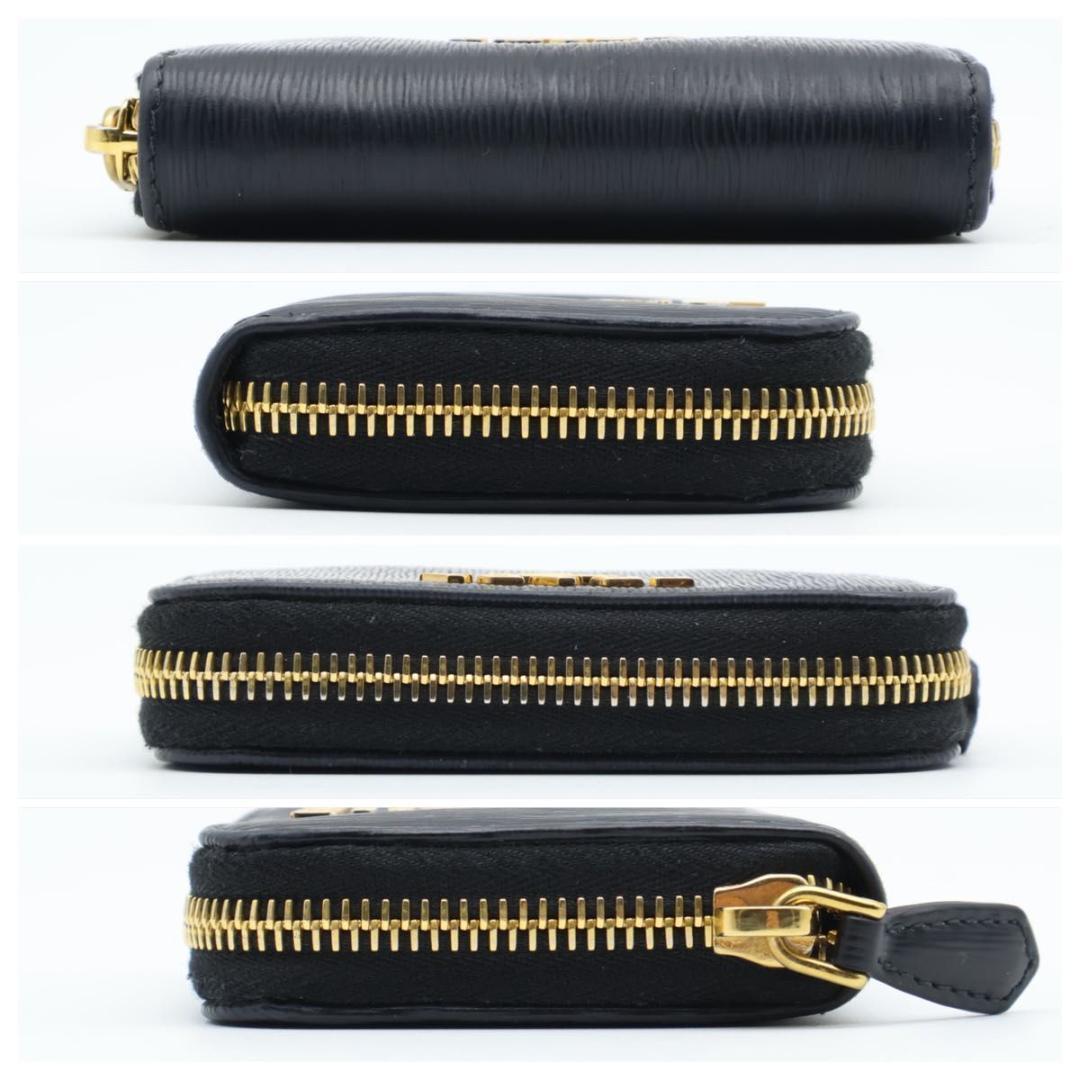 Prada Zip Coin Purse Metal Logo Vitello Move Black — view 9