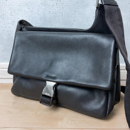 Prada Leather Messenger Bag Black Y2k