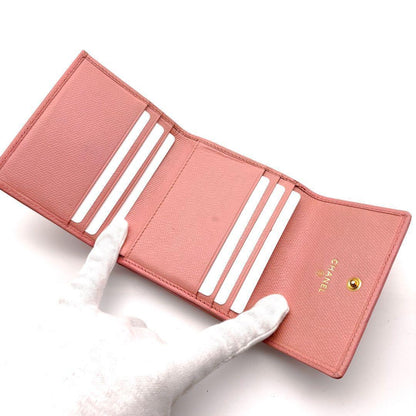 Chanel Wallet Coco Button Hook Trifold Pink — view 6