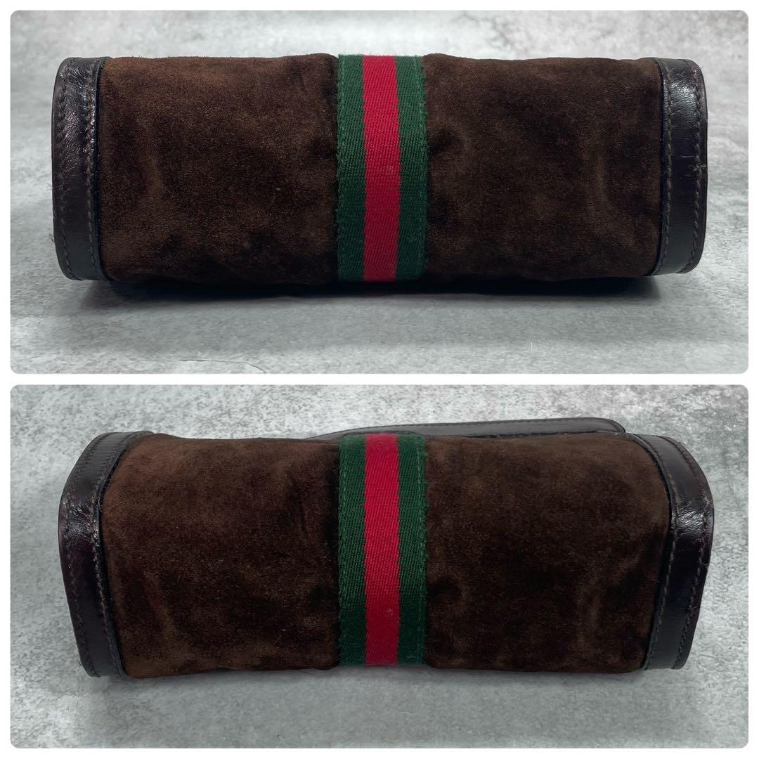 Gucci Sherry Line Clutch Suede Brown Leather — view 7